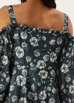 Blue Digital Printed Chinon Dress Party Wear -Indo Clothing Shop Blue Digital Printed Chinon Dress DRBS02308892 rrc2