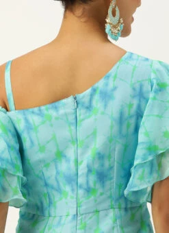 Blue Digital Printed Georgette Jumpsuit After Six Wear -Indo Clothing Shop Blue Digital Printed Georgette Jumpsuit DRBS02304086 rrc2