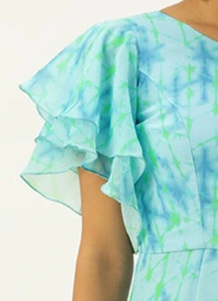 Blue Digital Printed Georgette Jumpsuit After Six Wear -Indo Clothing Shop Blue Digital Printed Georgette Jumpsuit DRBS02304086 rrc3