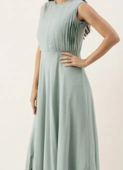 Blue Digital Printed Jacket Slit Style Dress Festive Wear