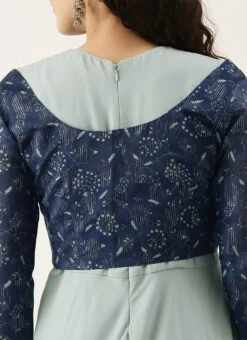 Blue Digital Printed Jacket Slit Style Dress Festive Wear -Indo Clothing Shop Blue Digital Printed Jacket Slit Style Dress DRBS02110014 rrc3