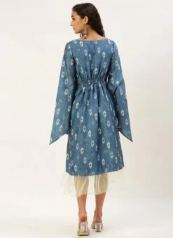 Blue Digital Printed Kaftan Dress After Six Wear Festive Wear -Indo Clothing Shop Blue Digital Printed Kaftan Dress DRBS02211026 b