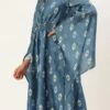 Blue Digital Printed Kaftan Dress After Six Wear Festive Wear
