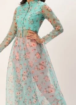 Blue Digital Printed Kurta Set With Straight Pant Festive Wear