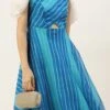 Blue Digital Printed Maxi Dress Festive Wear After Six Wear