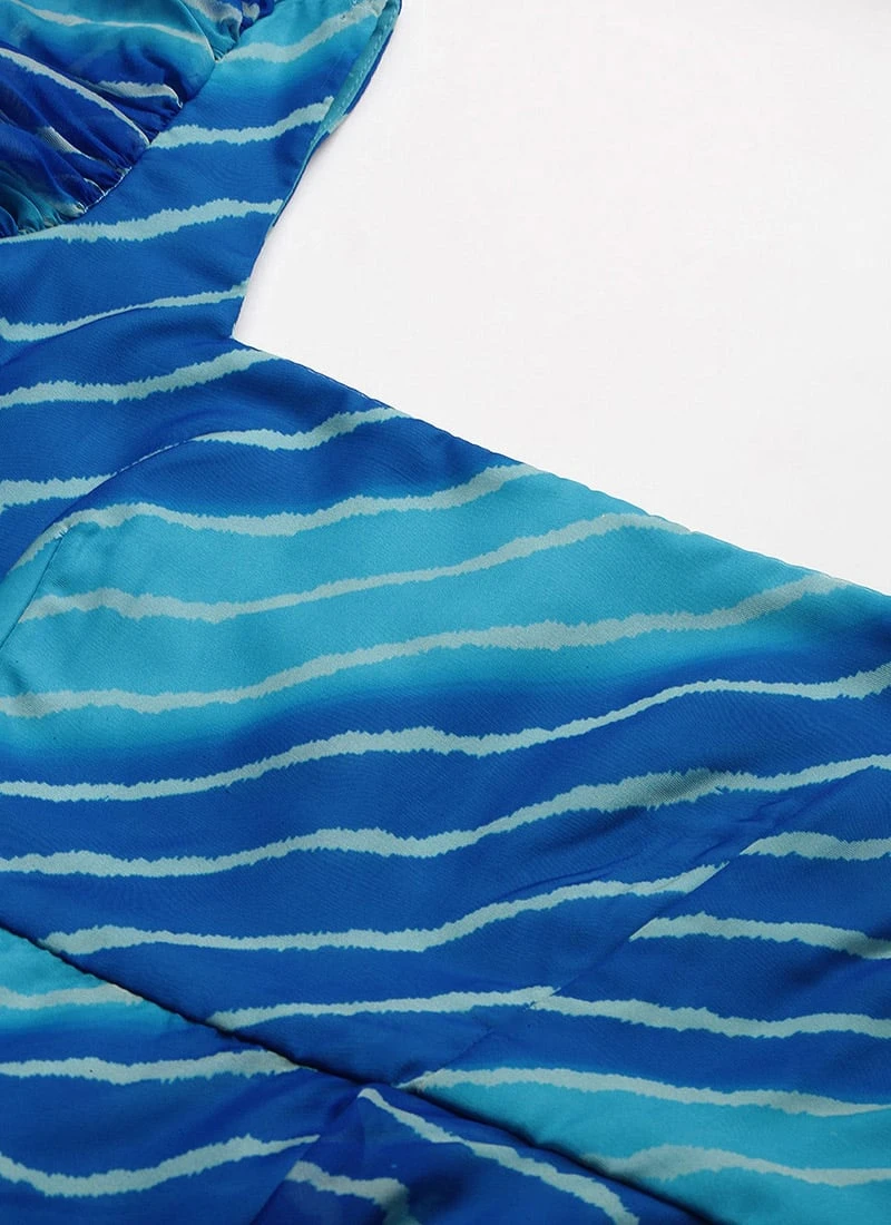 Blue Digital Printed Organza Dress After Six Wear 5 Blue Digital Printed Organza Dress After Six Wear - Image 5