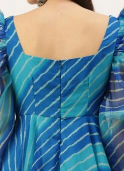 Blue Digital Printed Organza Dress After Six Wear 14 Blue Digital Printed Organza Dress After Six Wear -Indo Clothing Shop Blue Digital Printed Organza Dress DRBS02205866 rrc3 1