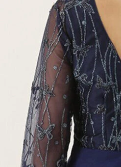 Blue Embroidered Bridal Layered Gown Party Wear -Indo Clothing Shop Blue Embroidered Bridal Layered Gown IWBS02007405 rrc3