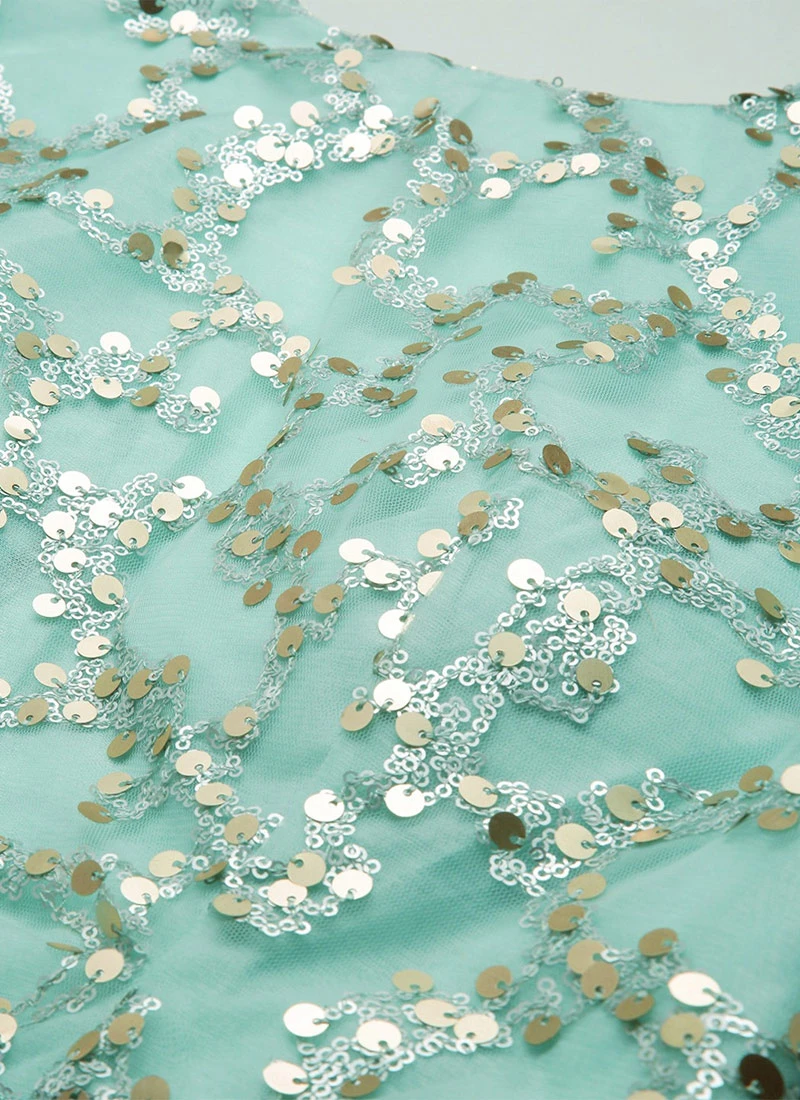 Blue Embroidered Floor Length Bridal Gown Party Wear 5 Blue Embroidered Floor Length Bridal Gown Party Wear - Image 5