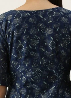 Blue Foil Calf Length Kurta Set After Six Wear -Indo Clothing Shop Blue Foil Calf Length Kurta Set KSBS02201303 rrc3