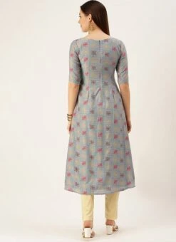 Blue Foil Print Muslin N Beige Straight Pant Suit Festive Wear -Indo Clothing Shop Blue Foil Print Muslin N Beige Straight Pant Suit KSBS02111137 b