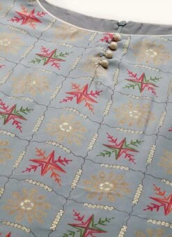 Blue Foil Print Muslin N Beige Straight Pant Suit Festive Wear -Indo Clothing Shop Blue Foil Print Muslin N Beige Straight Pant Suit KSBS02111137 rrc1