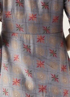 Blue Foil Printed A Line Dress After Six Wear 13 Blue Foil Printed A Line Dress After Six Wear -Indo Clothing Shop Blue Foil Printed A line Dress DRBS02111071 rrc2