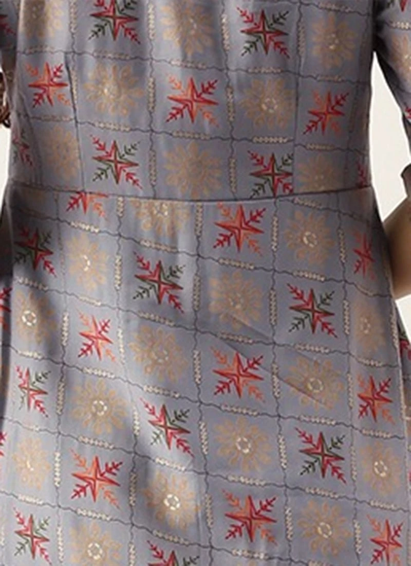 Blue Foil Printed A Line Dress After Six Wear 6 Blue Foil Printed A Line Dress After Six Wear - Image 6