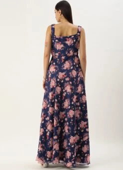 Blue Georgette Digital Printed Dress Party Wear -Indo Clothing Shop Blue Georgette Digital Printed Dress DRBS02302298 b