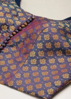 Blue Jacquard Blouse Festive Wear -Indo Clothing Shop Blue Jacquard Blouse BLBS02305286 rrc1