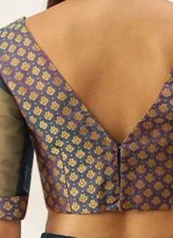 Blue Jacquard Blouse Festive Wear -Indo Clothing Shop Blue Jacquard Blouse BLBS02305286 rrc2