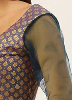 Blue Jacquard Blouse Festive Wear -Indo Clothing Shop Blue Jacquard Blouse BLBS02305286 rrc3