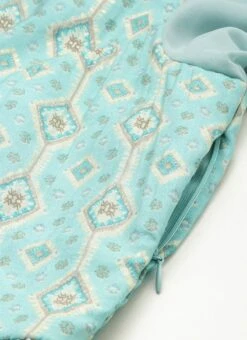 Blue Modal Satin N Geogette Flare Dress Festive Wear 14 Blue Modal Satin N Geogette Flare Dress Festive Wear -Indo Clothing Shop Blue Modal Satin N Geogette Flare Dress DRBS02301788 rrc3