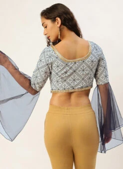 Blue N Grey Sequence Embroidered Blouse Festive Wear -Indo Clothing Shop Blue N Grey Sequence Embroidered Blouse BLBS02305193 b