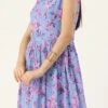 Blue N Pink Digital Printed Georgette Tiered Dress After Six Wear