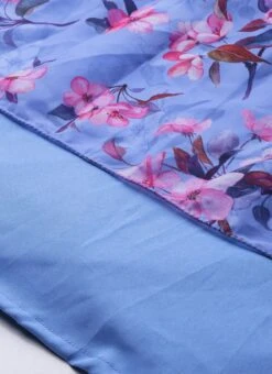 Blue N Pink Digital Printed Georgette Tiered Dress After Six Wear Festive Wear -Indo Clothing Shop Blue N Pink Digital Printed Georgette Tiered Dress DRBS02104273 rrc4