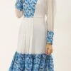 Blue N White Digital Printed Dress Festive Wear