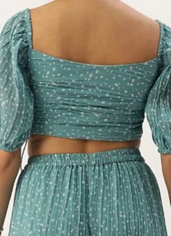 Bottom From Blue N White Printed Pleated Georgette Co-ords After Six Wear -Indo Clothing Shop Blue N White Printed Pleated Georgette Co ords IWBS02211100 rrc2