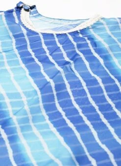 Blue Organza Printed Kaftan Dress Festive Wear -Indo Clothing Shop Blue Organza Printed Kaftan Dress DRBS02204783 rrc1