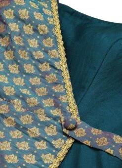 Blue Overlapping Jacquard Gown Festive Wear 12 Blue Overlapping Jacquard Gown Festive Wear -Indo Clothing Shop Blue Overlapping Jacquard Gown IWBS02111150 rrc1