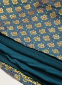 Blue Overlapping Jacquard Gown Festive Wear 15 Blue Overlapping Jacquard Gown Festive Wear -Indo Clothing Shop Blue Overlapping Jacquard Gown IWBS02111150 rrc4