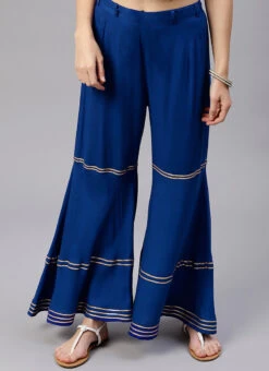 Blue Palazzo Pant After Six Wear -Indo Clothing Shop Blue Palazzo Pant IWBDMF344 u