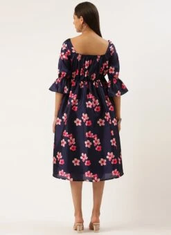 Blue Printed Art Silk Dress Festive Wear 11 Blue Printed Art Silk Dress Festive Wear -Indo Clothing Shop Blue Printed Art Silk Maxi Dress DRBS02205037 b