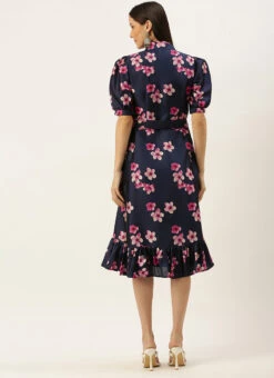 Blue Printed Art Silk Shirt Dress After Six Wear 11 Blue Printed Art Silk Shirt Dress After Six Wear -Indo Clothing Shop Blue Printed Art Silk Shirt Dress DRBS02205850 b