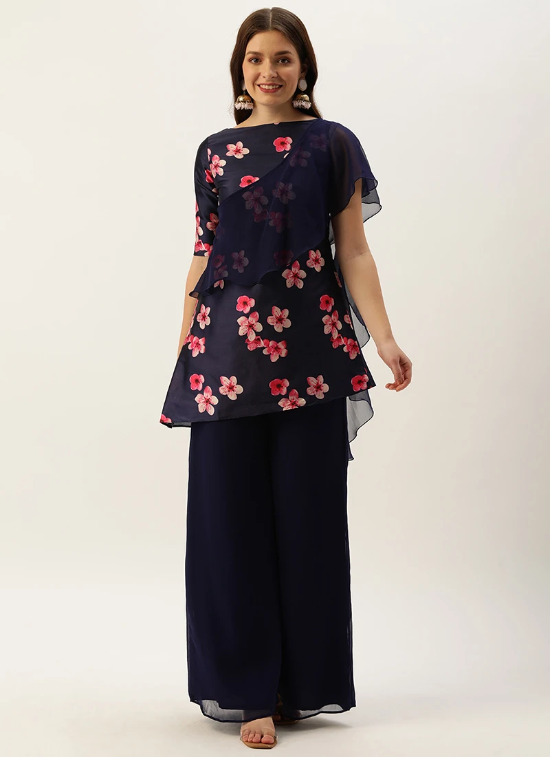 Blue Printed Kurta Set After Six Wear 3 Blue Printed Kurta Set After Six Wear - Image 3