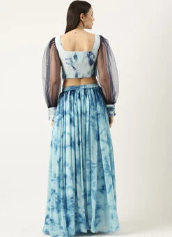Skirt From Blue Tie N Dye Chinon Skirt Set After Six Wear -Indo Clothing Shop Blue Tie N Dye Chinon Skirt Set IWBS02301023 b