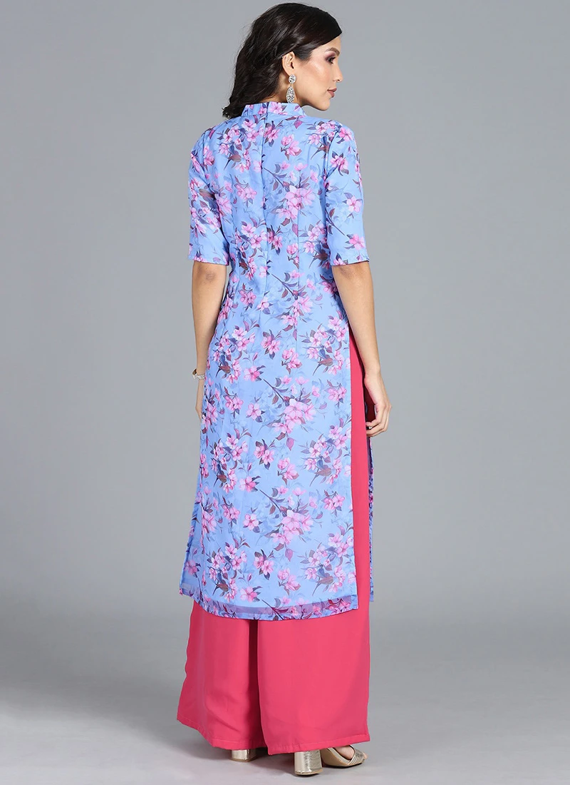 Ethnovog Blue Wide Leg Pant Suit After Six Wear 4 Ethnovog Blue Wide Leg Pant Suit After Six Wear - Image 4