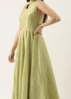 Ethnovog Pista Green Jacket Style Gown Party Wear