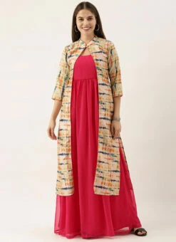 Ethnovog Jacket Style Gown Party Wear -Indo Clothing Shop Bollywood Vogue Custom made Jacket style Gown IWBV01905193 u