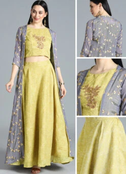 Ethnovog Crop Top N Skirt Party Wear -Indo Clothing Shop Bollywood Vogue Customised Crop Top N Skirt IWBV01904098 gl