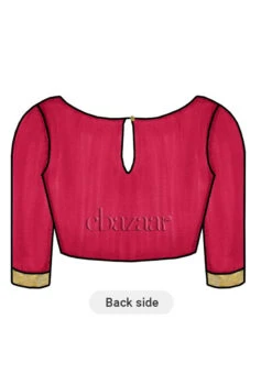 Bright Pink Art Silk Blouse Work Wear -Indo Clothing Shop Bright Pink Art Silk Blouse BLBS1801454 b