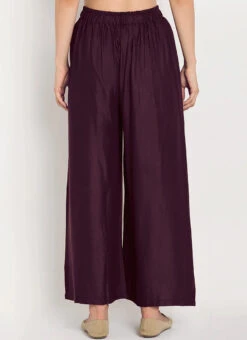 Wine Rayon Palazzo Pant Work Wear 7 Wine Rayon Palazzo Pant Work Wear -Indo Clothing Shop Brown Rayon Palazzo pant WBDMF639 b