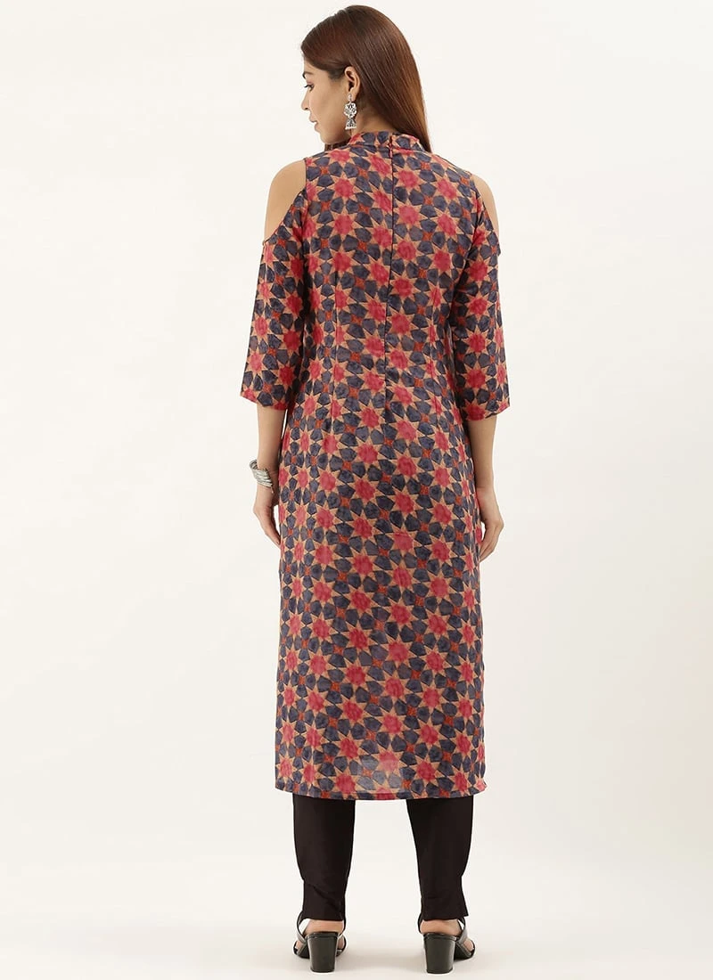 Collar Neck Multicoloured Straight Pant Kurta Set After Six Wear 4 Collar Neck Multicoloured Straight Pant Kurta Set After Six Wear - Image 4