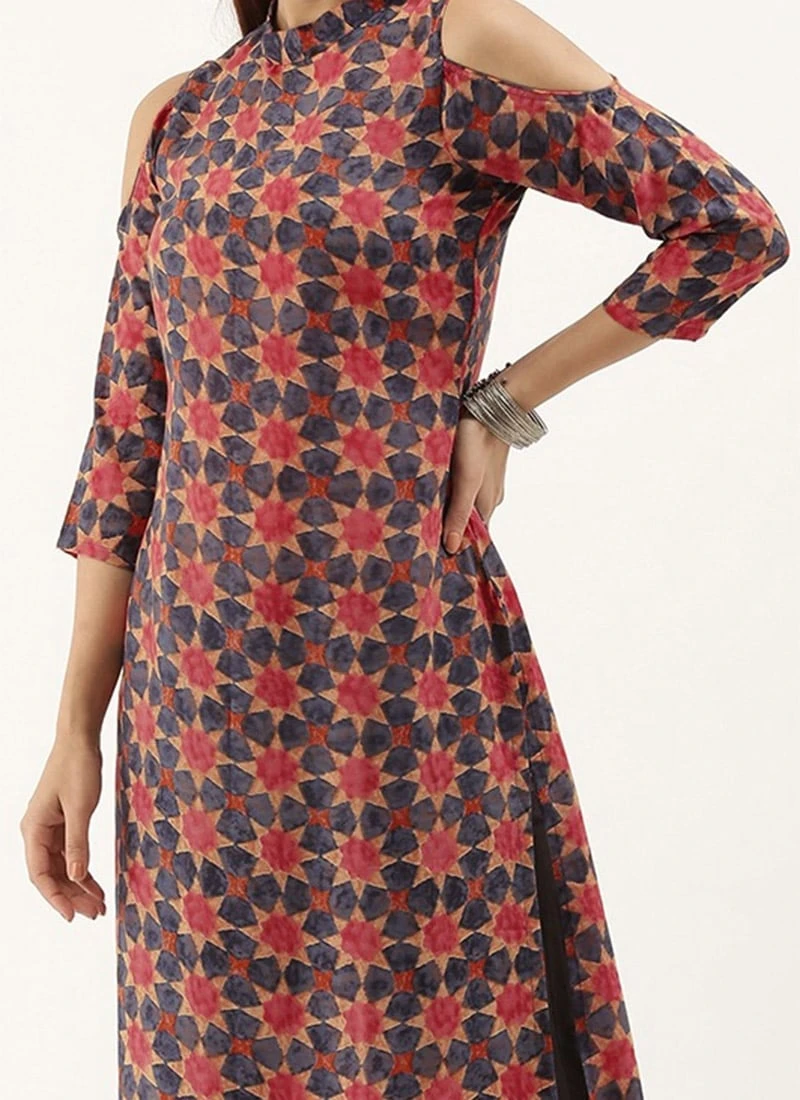 Collar Neck Multicoloured Straight Pant Kurta Set After Six Wear 1 Collar Neck Multicoloured Straight Pant Kurta Set After Six Wear