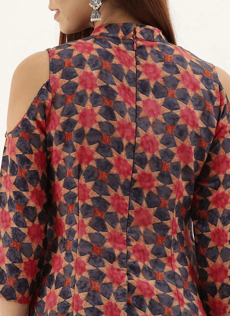 Collar Neck Multicoloured Straight Pant Kurta Set After Six Wear 7 Collar Neck Multicoloured Straight Pant Kurta Set After Six Wear - Image 7