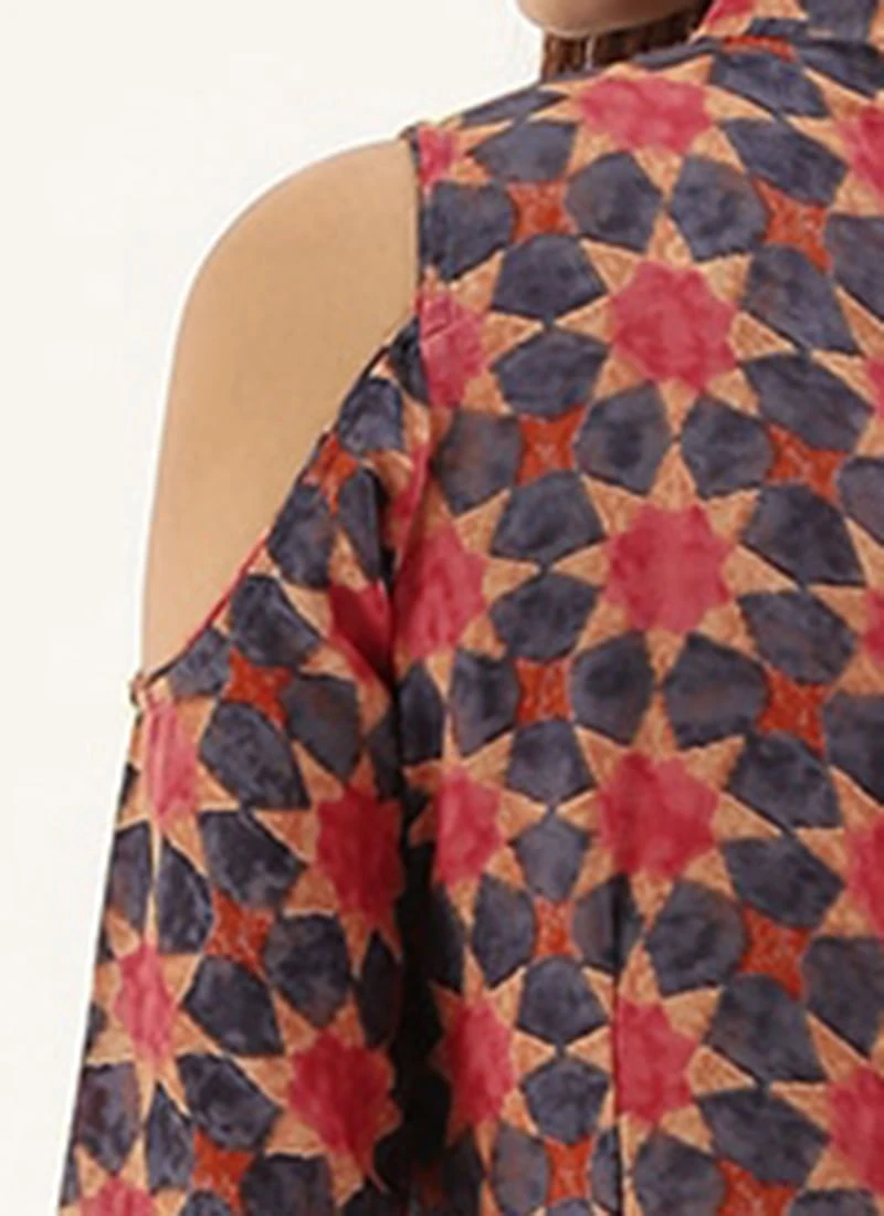 Collar Neck Multicoloured Straight Pant Kurta Set After Six Wear 8 Collar Neck Multicoloured Straight Pant Kurta Set After Six Wear - Image 8