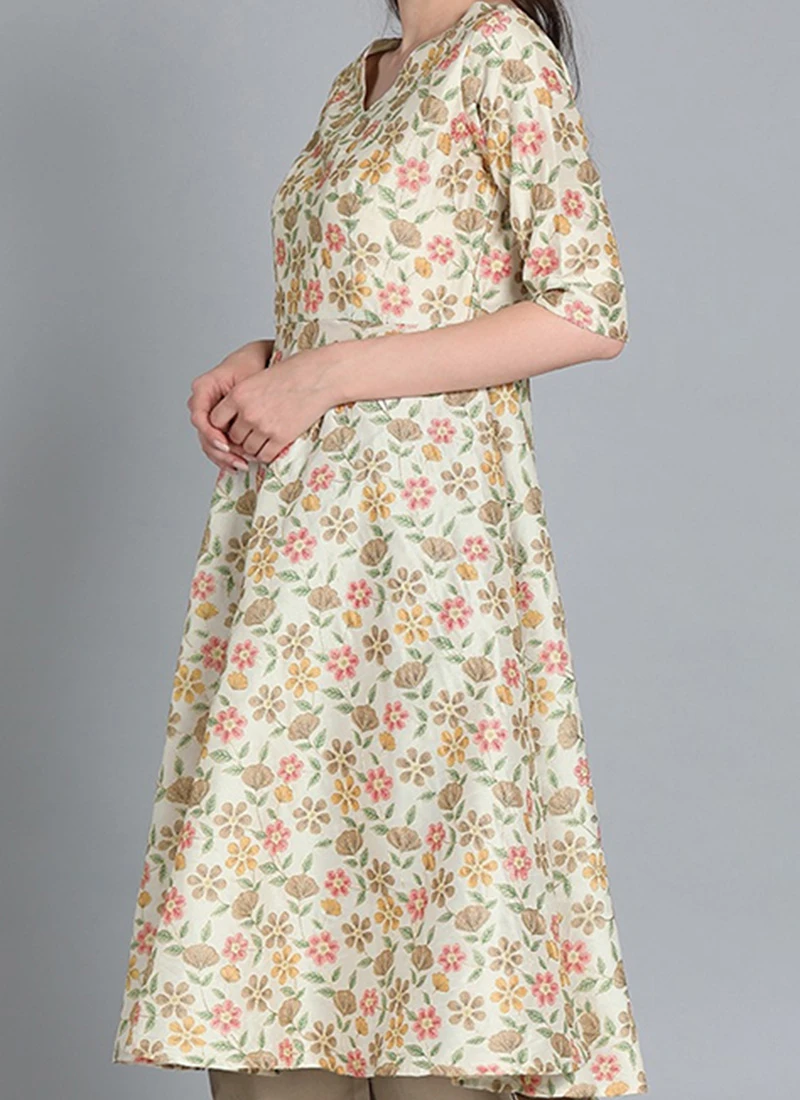 Cream Embroidered Kurta N Wide Leg Pant Festive Wear 1 Cream Embroidered Kurta N Wide Leg Pant Festive Wear