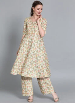 Cream Embroidered Kurta N Wide Leg Pant Festive Wear 9 Cream Embroidered Kurta N Wide Leg Pant Festive Wear -Indo Clothing Shop Cream Embroidered Kurta N Wide Leg Pant KSBS01911761 u