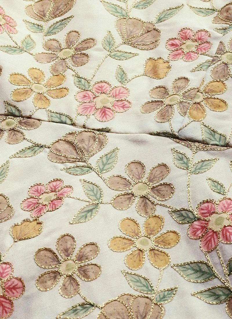 Cream Embroidered Kurta N Wide Leg Pant Festive Wear 5 Cream Embroidered Kurta N Wide Leg Pant Festive Wear - Image 5