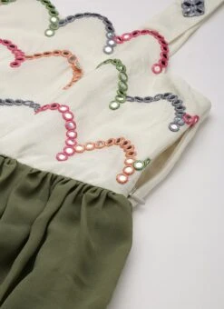 Cream Embroidered Layered Dress Party Wear -Indo Clothing Shop Cream Embroidered Layered Dress DRBS02209666 rrc1